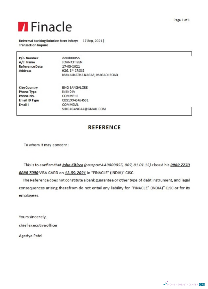 Download India Finacle bank closure reference Photoshop template